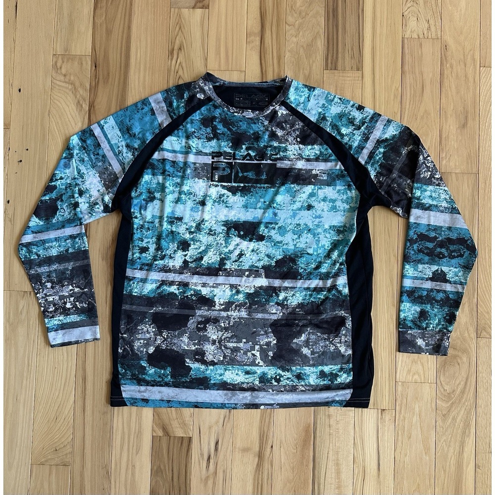 Pelagic‎ Shirt Men's Med Blue VaporTek Performance Long Sleeve Deep Sea Fishing